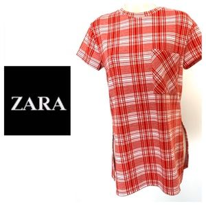 NWOT ZARA Red Plaid Top